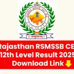 Rajasthan RSMSSB CET 12th Level Result 2025