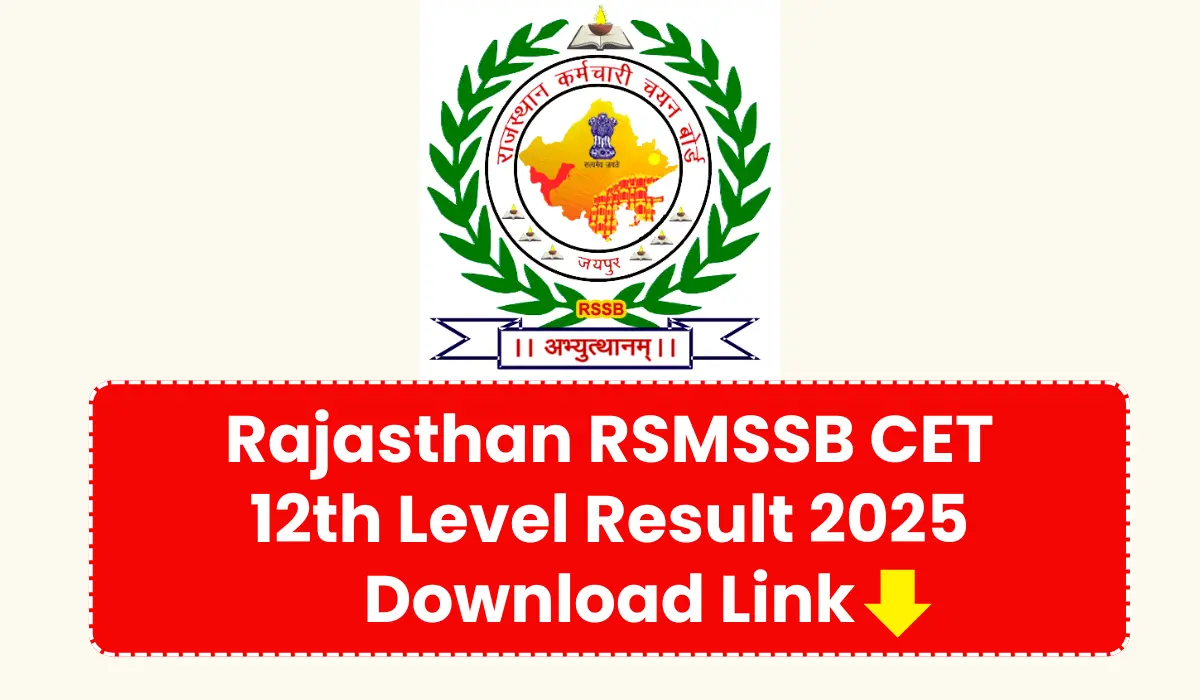 Rajasthan RSMSSB CET 12th Level Result 2025