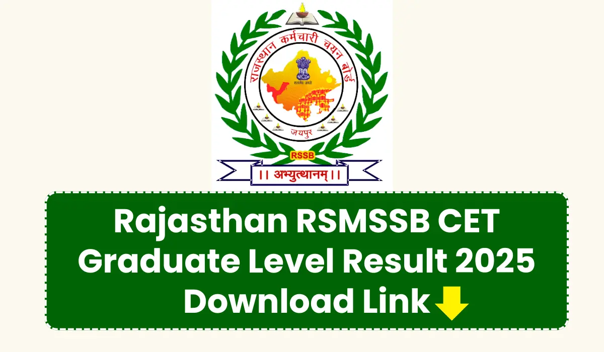 Rajasthan RSMSSB CET Graduate Level Result 2025